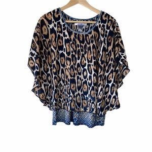 Nygard Animal Print Poncho Short-Sleeve Top Blouse Shirt Size S. Beautiful